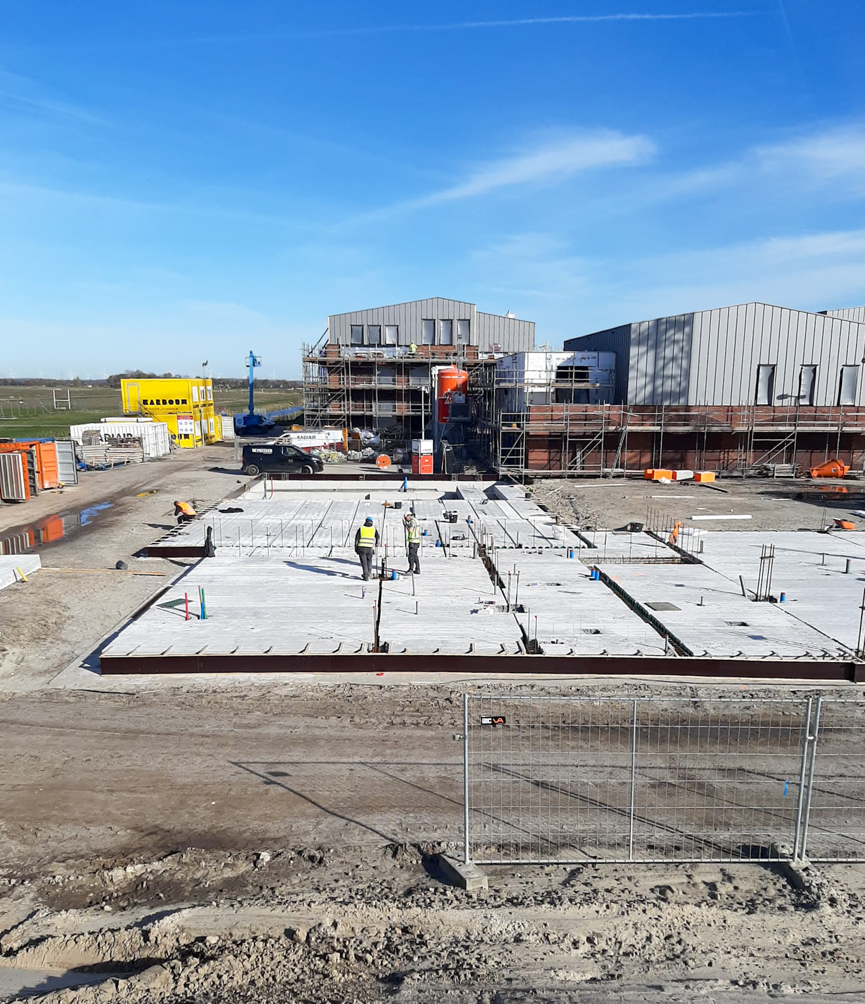 Bovenaanzicht prefab bouwplaats Amersfoort